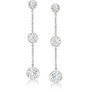 image:imageRossSimons 200 ct tw BezelSet CZ Linear Drop Earrings in Sterling Silver
