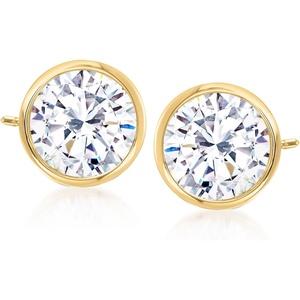 image:imageRossSimons 200 ct tw BezelSet CZ Stud Earrings in 14kt Yellow Gold