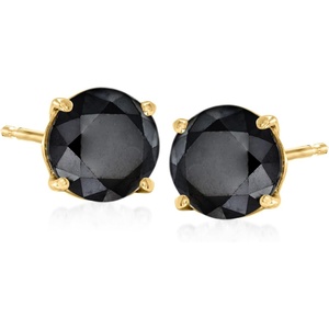image:imageRossSimons 200 ct tw Black Diamond Stud Earrings in 14kt Yellow Gold