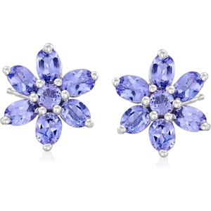 image:imageRossSimons 210 ct tw Tanzanite Flower Earrings in Sterling Silver