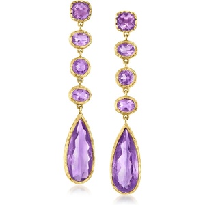image:imageRossSimons 2640 ct tw Amethyst Drop Earrings in 18kt Gold Over Sterling