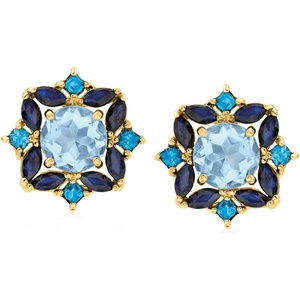 image:imageRossSimons 310 ct tw Sky Blue Topaz and 200 ct tw Sapphire Earrings in 18kt Gold Over Sterling