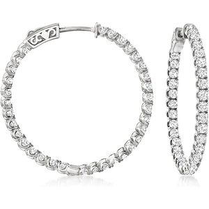 image:imageRossSimons 330 ct tw CZ InsideOutside Hoop Earrings in Sterling Silver