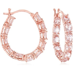 image:imageRossSimons 335 ct tw Morganite InsideOutside Hoop Earrings in 18kt Rose Gold Over Sterling