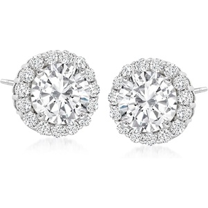 image:imageRossSimons 360 ct tw CZ Halo Stud Earrings in Sterling Silver