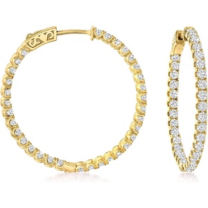 image:imageRossSimons 363 Ct TW CZ InsideOutside Hoop Earrings in 18kt Gold Over Sterling