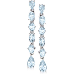 image:imageRossSimons 530 ct tw Aquamarine Linear Drop Earrings in Sterling Silver