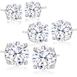 image:imageRossSimons 600 ct tw CZ Jewelry Set 3 Pairs Of Stud Earrings in Sterling Silver
