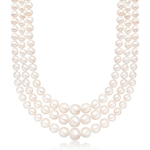 image:imageRossSimons 6115mm Cultured Pearl Graduated 3Strand Necklace With 14kt Yellow GoldNo Gemstone