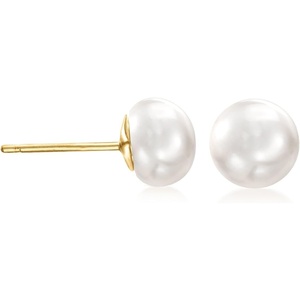 image:imageRossSimons 67mm Cultured Button Pearl Stud Earrings in 14kt Yellow Gold