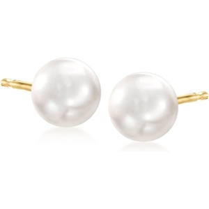 image:imageRossSimons 67mm Cultured Pearl Stud Earrings in 14kt Yellow Gold