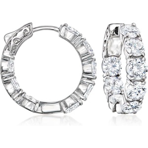 image:imageRossSimons 700 ct tw CZ InsideOutside Hoop Earrings in Sterling Silver