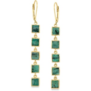 image:imageRossSimons 725 ct tw Emerald SquareLink Drop Earrings in 18kt Gold Over Sterling