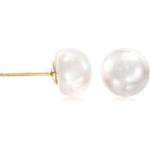 image:imageRossSimons 89mm Cultured Button Pearl Stud Earrings in 14kt Yellow Gold