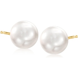 image:imageRossSimons 89mm Cultured Pearl Stud Earrings in 14kt Yellow Gold