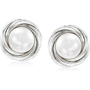 image:imageRossSimons 8mm Cultured Pearl ClipOn Earrings in Sterling Silver