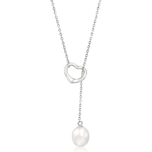 image:imageRossSimons 910mm Cultured Pearl Heart Lariat Necklace in Sterling Silver