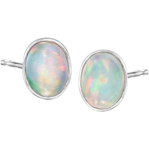 image:imageRossSimons BezelSet Opal Stud Earrings in Sterling Silver