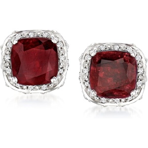 image:imageRossSimons Gemstone and 10 ct tw White Topaz Stud Earrings in Sterling SilverRuby