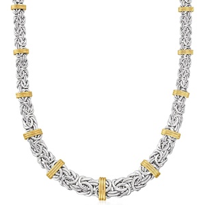 image:imageRossSimons Graduated Byzantine Necklace in Sterling Silver and 14kt Yellow GoldNo Gemstone