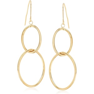 image:imageRossSimons Italian 14kt Yellow Gold DoubleOval Hoop Drop Earrings