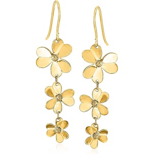 image:imageRossSimons Italian 14kt Yellow Gold Floral Drop Earrings