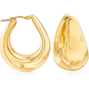 image:imageRossSimons Italian 18kt Yellow Gold Over Sterling Wide Hoop Earrings