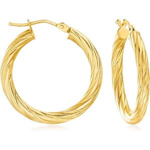 image:imageRossSimons Italian 18kt Yellow Gold Twisted Hoop Earrings