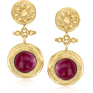 image:imageRossSimons Italian Garnet Floral Drop Earrings in 18kt Gold Over Sterling