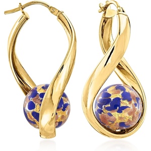 image:imageRossSimons Italian Murano Glass Bead Twisted Hoop Earrings in Silver125 Inches