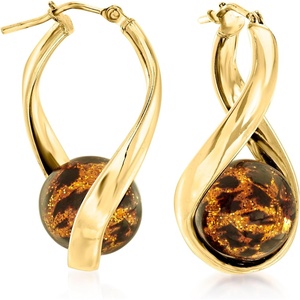 image:imageRossSimons Italian Murano Glass Bead Twisted Hoop Earrings in Silver138 Inches
