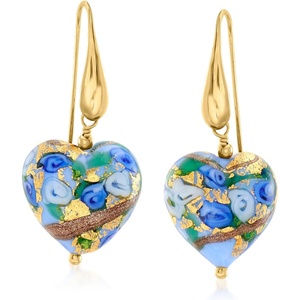 image:imageRossSimons Italian Murano Glass Heart Drop Earrings in 18kt Gold Over Sterling15 Inches