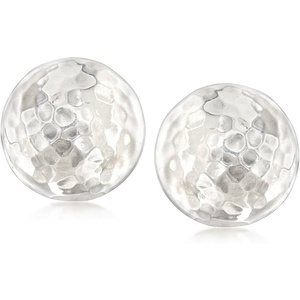 image:imageRossSimons Italian Sterling Silver Hammered Dome ClipOn Earrings
