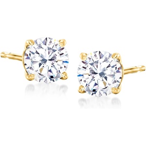 image:imageRossSimons Round CZ Stud Earrings in 14kt Yellow GoldCubic Zirconia