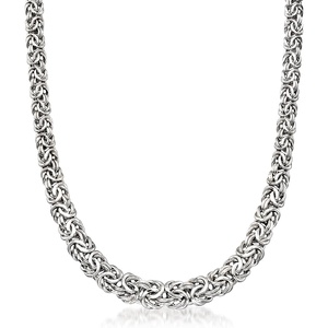 image:imageRossSimons Sterling Silver Graduated Byzantine NecklaceNo Gemstone