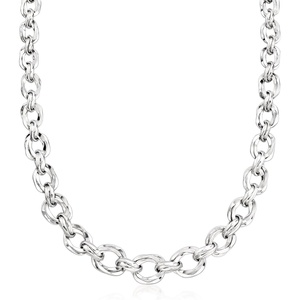 image:imageRossSimons Sterling Silver Graduated OvalLink NecklaceNo Gemstone