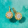 image:imageRossSimons 040 ct tw White Topaz Sunflower Drop Earrings in 18kt Gold Over Sterling