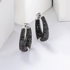 image:imageRossSimons 050 ct tw Black Spinel InsideOutside Hoop Earrings in Sterling Silver