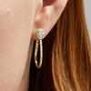 image:imageRossSimons 050 ct tw Diamond Cluster Elongated Hoop Earrings in 18kt Gold Over Sterling