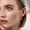 image:imageRossSimons 050 ct tw Diamond Oval Hoop Earrings in Sterling Silver