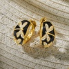 image:imageRossSimons 080 ct tw White Topaz and Black Enamel Dragonfly Hoop Earrings in 18kt Gold Over Sterling