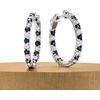 image:imageRossSimons 100 ct tw Sapphire and 100 ct tw Diamond InsideOutside Hoop Earrings in Sterling Silver