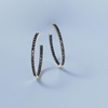 image:imageRossSimons 120 ct tw Black Spinel InsideOutside Hoop Earrings in Sterling Silver