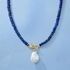image:imageRossSimons 1315mm Cultured Baroque Pearl and 455mm Lapis Bead Toggle Necklace in 18kt Gold Over Sterling20 Inches