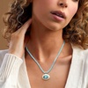 image:imageRossSimons 14kt Yellow GoldPlated Necklace With Simulated Swiss Blue Topaz White Enamel and Blue Cord 18 inches