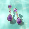 image:imageRossSimons 2450 ct tw Amethyst Drop Earrings in 18kt Gold Over Sterling