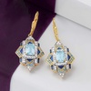 image:imageRossSimons 330 ct tw London Blue Sky Blue and White Topaz Drop Earrings With Blue Enamel in 18kt Gold Over Sterling