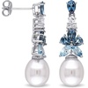 image:imageRossSimons 859mm Cultured Pearl and 230 ct tw London Sky Blue and White Topaz Drop Earrings in Sterling Silver