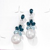 image:imageRossSimons 859mm Cultured Pearl and 230 ct tw London Sky Blue and White Topaz Drop Earrings in Sterling Silver
