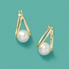 image:imageRossSimons 89mm Cultured Pearl DoubleHoop Earrings in 14kt Yellow Gold 34075 Inches